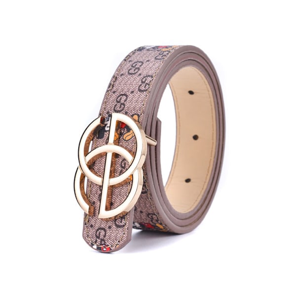 Allsidigt Barnbälte Student Ungdom Slätt Spänne Jeans Bälte Direkt Gold buckle khaki 80CM