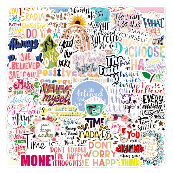50 kpl Zhangin inspiroivia lyhyitä lauseita sisältäviä graffititarroja, vedenpitäviä matkatavara- ja kannettavan tietokoneen tarroja, ei toistoa Inspirational phrase A- 50pcs