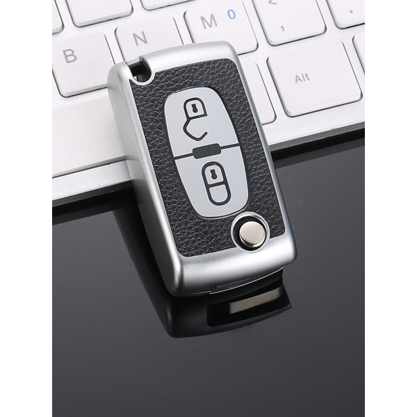 TPU Läder 2/3 Knappar Bil Fjärrnyckel Fodral Skydd för Citroen C2 C3 C4 C5 C6 C8 för Peugeot 107 207 307 307S 308 407 607 3button red