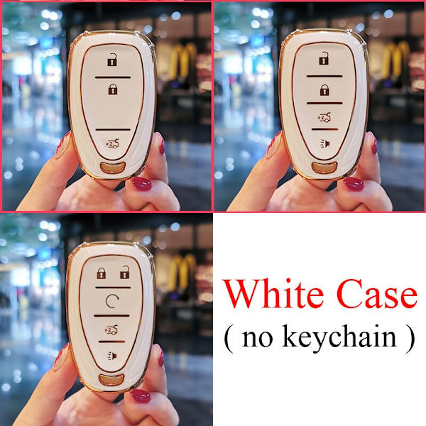 Nyt TPU Bil Nøgle Etui Cover Til Chevrolet 2017-2019 Chevy Malibu Camaro Cruze Traverse Sonic Volt Bolt Equinox 3/4/5 Knapper Nøgle Gray Keychain C 4 Buttons