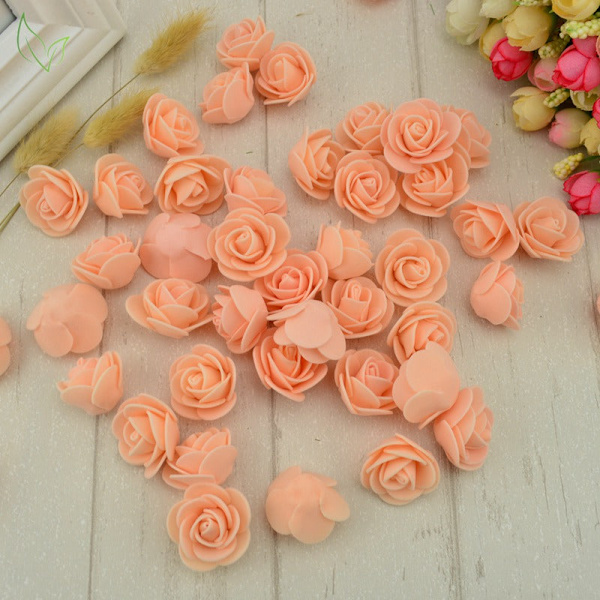 50 st PE Skum Fake Rosor Huvud Konstgjorda Blommor Billig Bröllopsdekoration för Scrapbooking Presentförpackning DIY Krans Multi-Användning 4 red