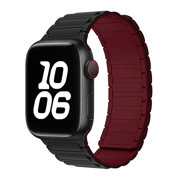 Klockarmband för Apple Watch iWatch 38/40/41MM svart med vinrött