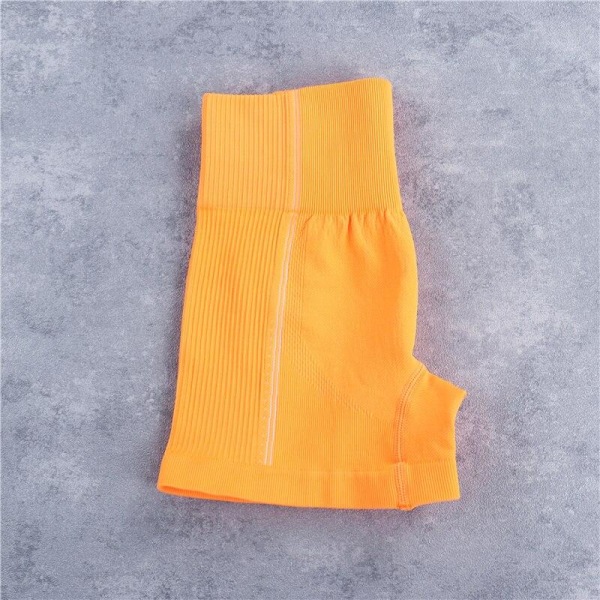 Yoga Sæt Crop Top BH Shorts Leggings Træningssæt Aktiv Fitness Træningstøj Orange shorts M