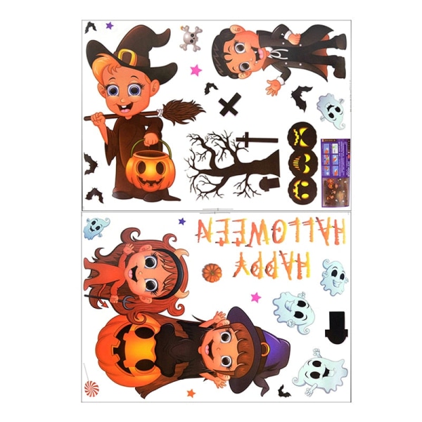 Avtakbare Halloween Veggklistremerker Skrekk Grim Reaper Heks Gresskar Vindusklistremerker For Halloweenfest Hjem Bar Gulv Veggdekor A07-1set