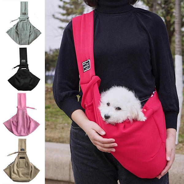 Bärväska för valpar, katter, valpar, utomhusresor, hund, axelväska, bomull, enkel komfortsling, handväska, tote pouch Red
