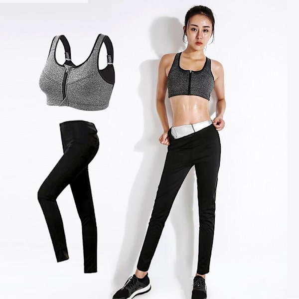 Yoga Set Sport Sweatshirt Träning Viktminskning Slim Svettning Bra Pants M