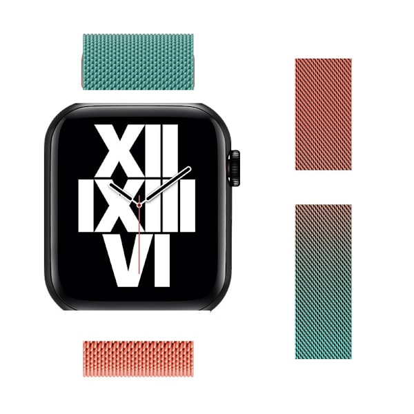 Kellon ranneke Apple Watch iWatch -kelloon. Soveltuu: 1./10. sukupolvi SE 42/44/45/46/49mm 5 Gradientti / Oranssi Vaaleanvihreä