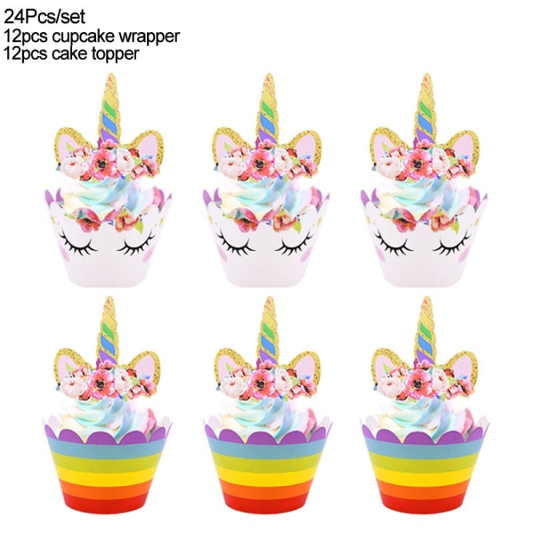 Regnbue Enhjørning Bursdagsfest Dekorasjon Engangsservise Sett Enhjørning Ballong Jente Baby Shower Barn Bursdagsfest Utstyr number8 set