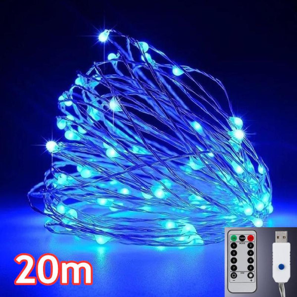 LED Fjernbetjent Guirlande Lysstrip til Multifunktionel Skinnende Udendørs Dekorationslys Warm white LED-20m
