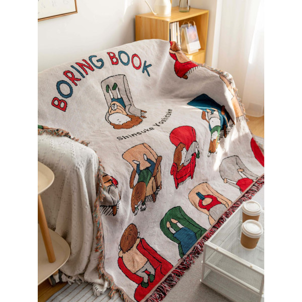 Boring Book Enkelt Sofatrekk Sofatrekk Stoff Duk Multifunksjonelt Teppe boring book blanket 180*130