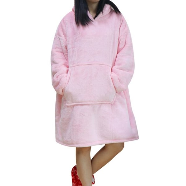 Oversized Hættetrøjer Sweatshirts Kvinder Tæppe med Ærmer Vinter Hætte Fleece Sweatshirts Kæmpe TV Tæppe Damska Sudadera Mujer Fur Pocket Pink One Size For All