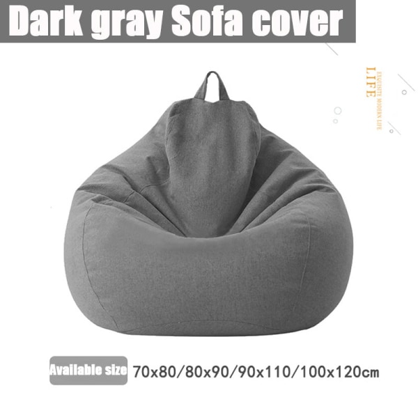 Slipcover Soffor Cover puff Gigante stolar utan fyllmedel Linne Tyg Solstol Sits Bean Bag Puff Puff Soffa Tatami Puff Salon Puff Asiento Black-Sofa cover 80X90cm