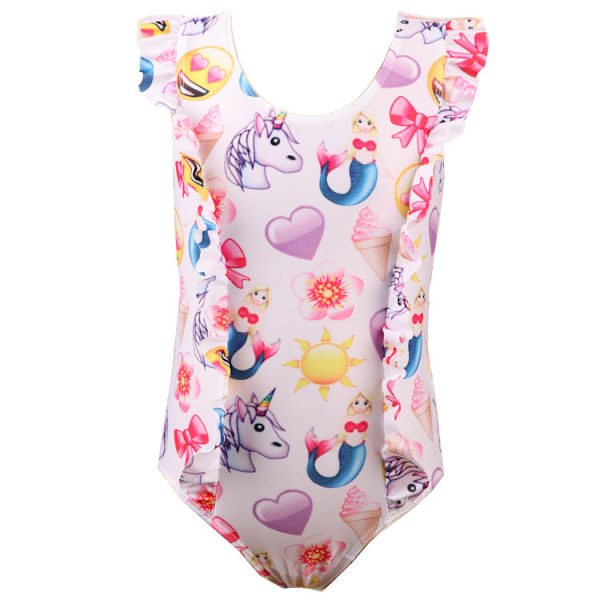 Uimapuku vauvalle, yksiosainen, nopeasti kuivuva, tyttö, yksisarvinen, pitsi White 116/122cm（4-5 Year）