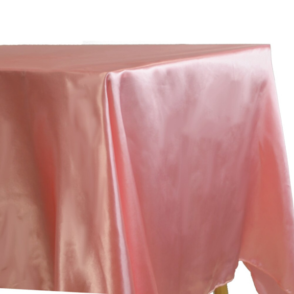 Rektangulær satengduk Overlegg Bryllupsbankett Tapete Hjem Spisebord Dekke Jul Halloween Bursdag Duk Peach 145X220CM