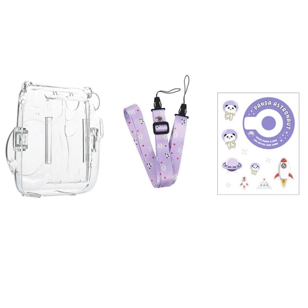 Til Polaroid Instax Mini11 Krystal Gennemsigtig Beskyttelsesetui Foto Opbevaringspose Skal Krystalskal Rem Reb Klistermærke Purple