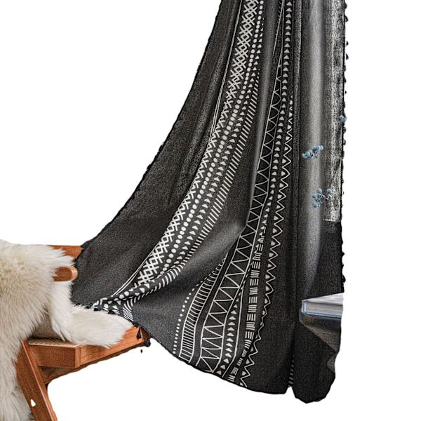 Bomull og lin gardin stue soverom dekorasjon stil svart og hvit trykt karnapp gardin Hooks 150*180
