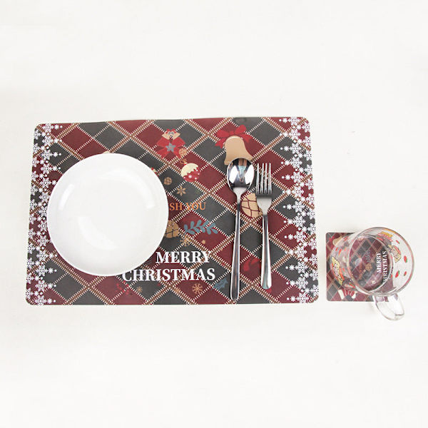 Juledekoration Kreativ Jul PVC Tryk Bordmåtte Kopmåtte Hver 6 Pakke 12 stk Christmas snowflake