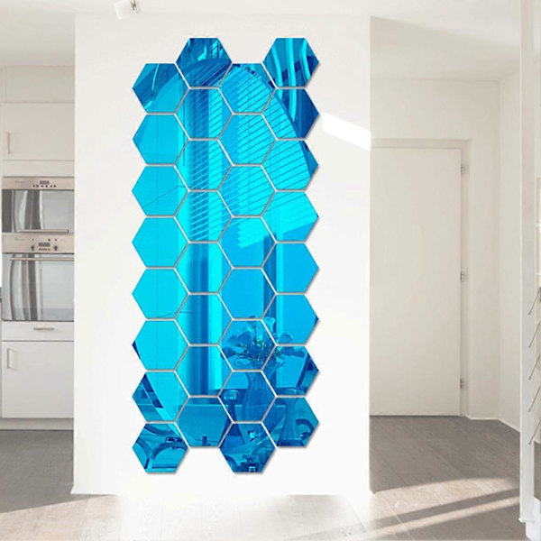 12 stk. sekskant 3D kunst speil veggklistremerker hjem DIY dekorasjon stue dekal svart L Black L