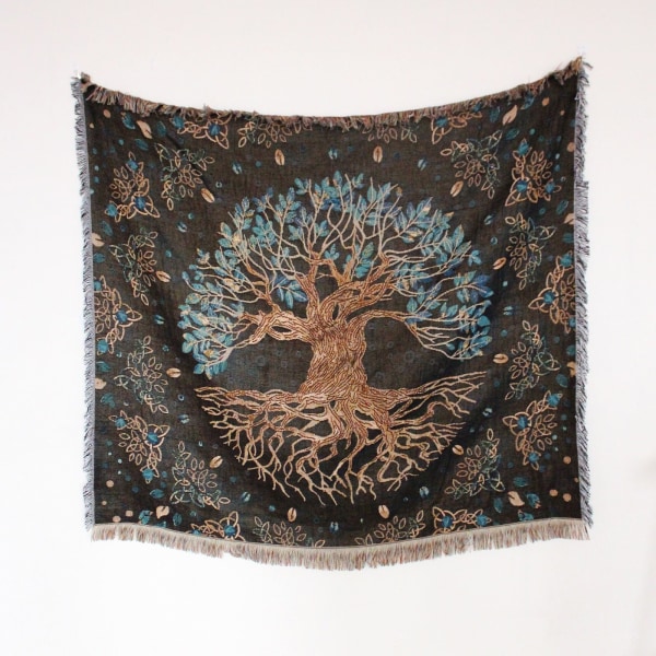 Nordisk Pläd Filt för Säng Sofföverdrag Vardagsrumsinredning Sofffilt Fritidsöverkast Utomhus Camping Picknickmatta Boho Tapestry XT525-7 130X160cm