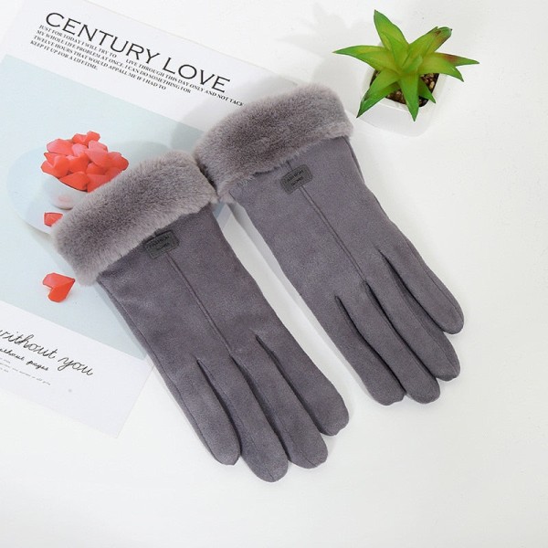 Höst- och vinterhandskar för damer, söta lurviga varma handskar, helfingerhandskar, damhandskar för utomhussporter, skärmhandskar Pink style 1 One Size
