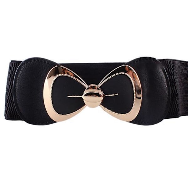 Chinish Dam Mode Bowknot Spänne Midjeband Bred Elastisk Stretch Midjebälte Black