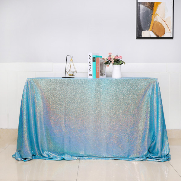 Bröllopsduk Födelsedagsfest Dessertduk Dekoration Förgyllning Laser Bröllopsbordsdekorationstillbehör Lake blue 150*180CM
