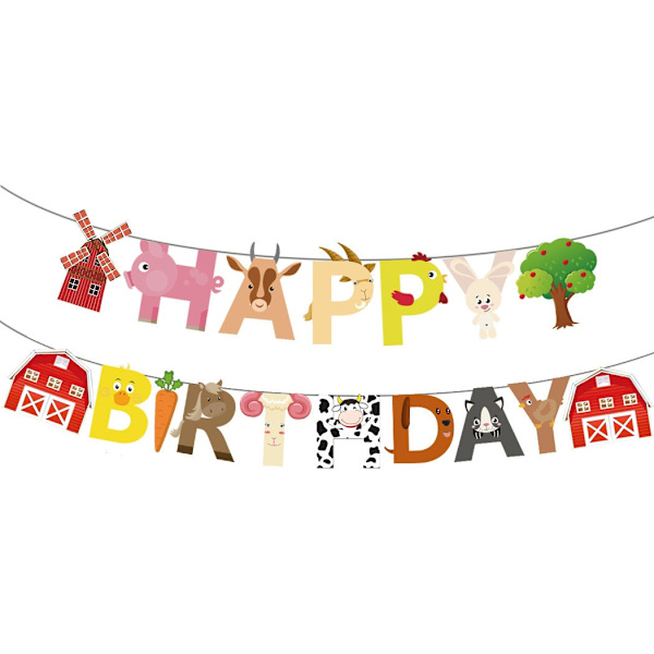 1 Set Folieballonger med Djurtema från Bondgården, Uppblåsbara, Grattis på Födelsedagen, Partydekoration, Barnfödelsedagstallrik, Mugg, Servett, Banner, Omslag Drawstring bag 1pcs