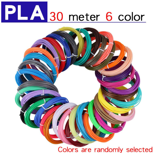 PLA Färgad Luktfri Säkerhet Plast 3D Penna Filament Diameter 1,75 mm För 3D Utskrift Penna Barn Födelsedag Kreativ Julklapp 30 Meter-6 Color
