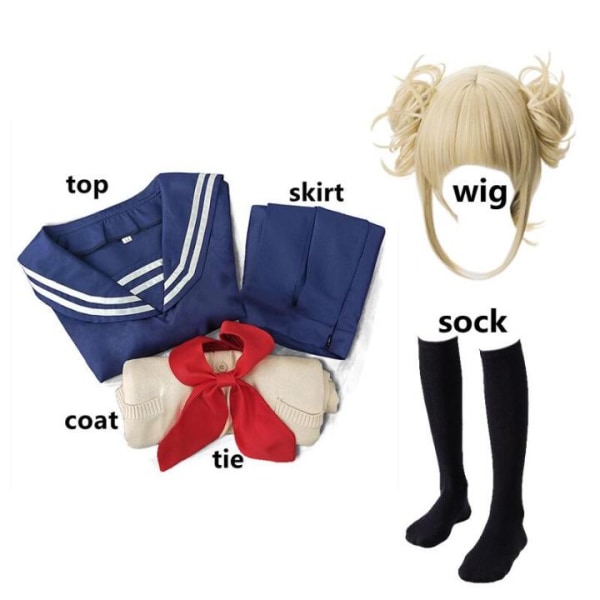 My Hero Academia Himiko Toga Cosplay Costume JK Uniform Boku No Hero Academia Sweater Peruk Halloween kostymer för kvinnor style2 One Size