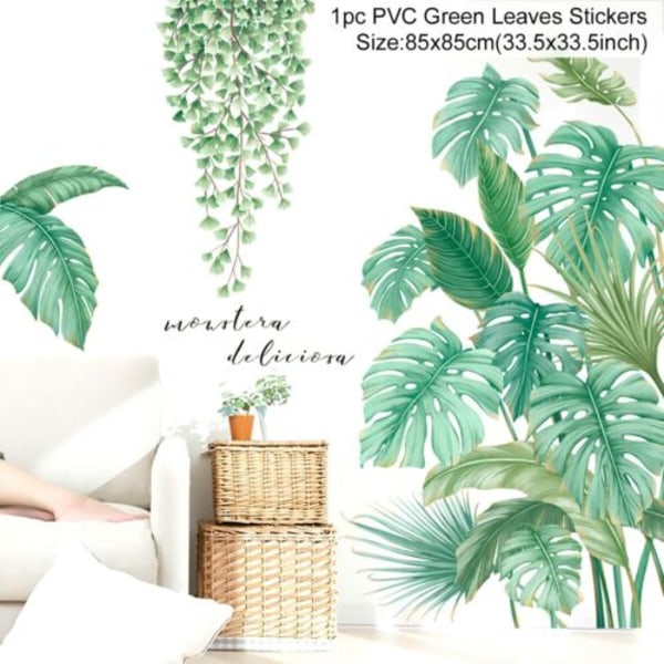 LuanQI Green Leaves Väggdekaler För Hem Vardagsrum Dekorativ Vinyl Väggdekor Tropiska Växter Gör det själv Barn Dörrväggmålningar Tapeter 10106