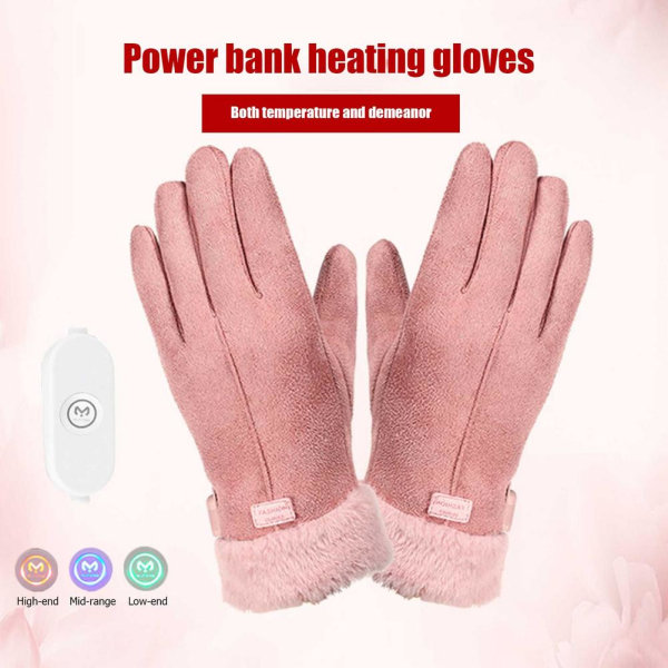 Dam Fullfingerhandskar USB-laddning Värmehandskar 3D Ergonomi Dam Värmande Handskar Utomhuscykling Elektriska Handskar three temperature As  photo