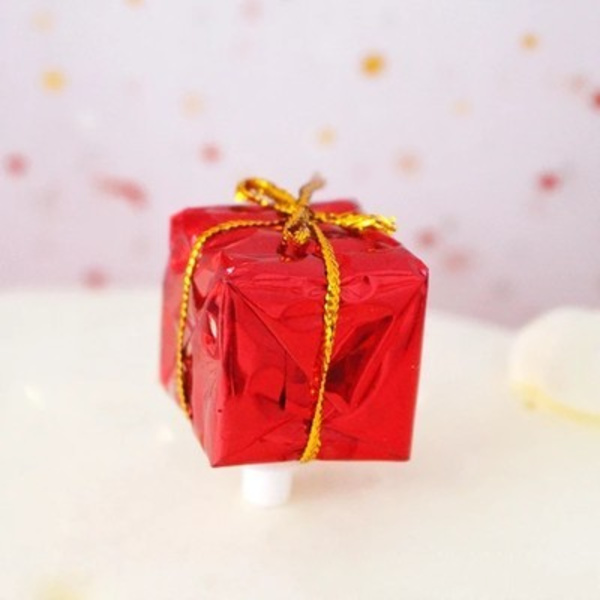 Julekage Dekorativ Indsættelse Græsring Blade Sika Hjort Juletræ Gavepose Fødselsdag Bagning 2.5cm red gift bag