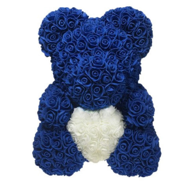 40cm Rosbjörn Hjärta Konstgjord Blomma Ros Nallebjörn För Kvinnor Alla Hjärtans Dag Bröllop Födelsedag Julklapp Deep blue WH 40CM
