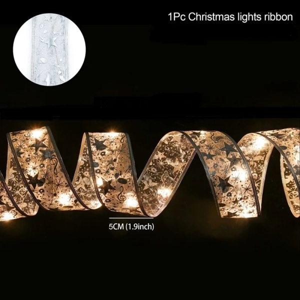 Jouluinen nauhavaloketju Hyvää Joulua Koristeet Kotiin 2023 Joulukoriste Joululahjat Uusi Vuosi 2024 Silver warm light 10M 100LED
