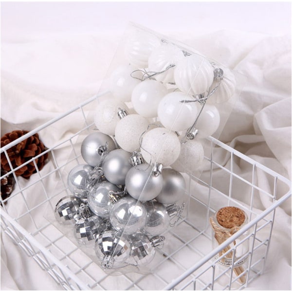 36 Christmas Ball Set 4cm Juldekorationer Julgransdekoration Ball Specialformade bollar 4cm36 pack Silver + White