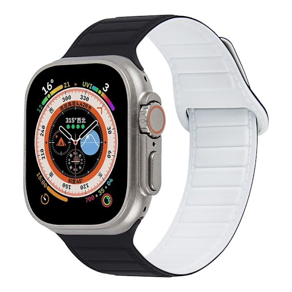 Urrem til Apple Watch iWatch 42-49mm Sort med Hvid