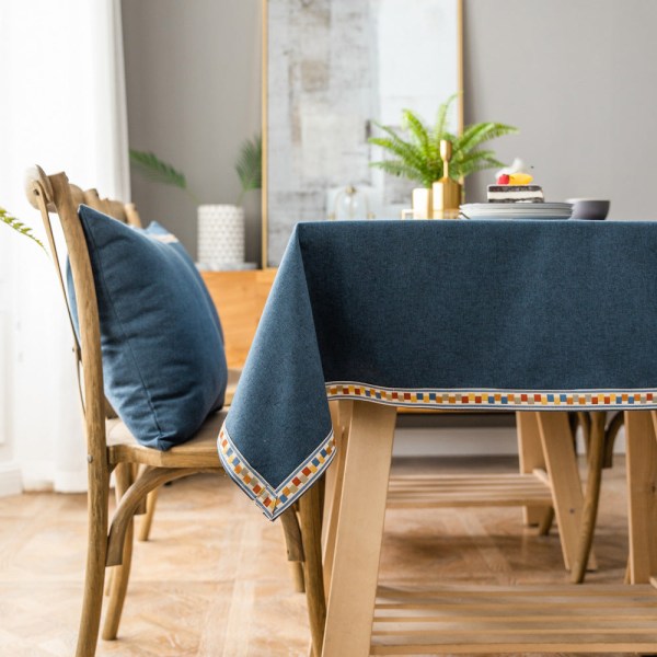 Rektangulær duk i lin Jacquard Rød Imitasjon Bomull Lin Juleduk Pure Coffee color. Embroidery 130*240cm