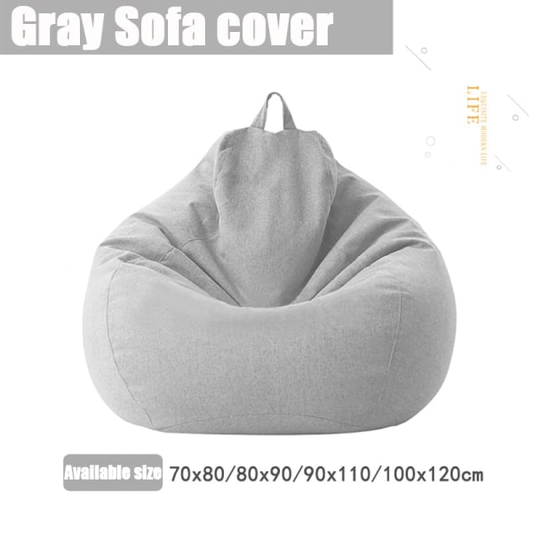 Överdrag Soffor Skydd puff Gigante Stolar Utan Fyllning Linne Tyg Lounger Sits Sittsäck Puff Soffa Tatami Puff Salong Puff Asiento Dark gray-Sofa cover 70X80cm