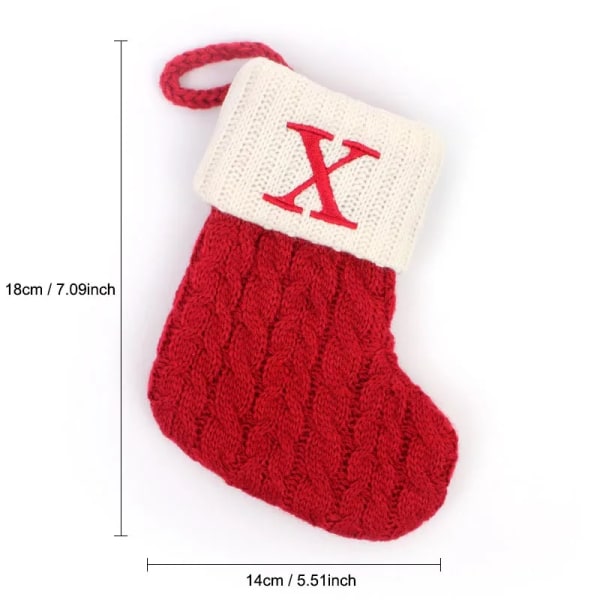 Hängbar Röd stickad Julstrumpa Snöflinga Bokstav Julstrumpa Julgranshängande Ornament 2024 Navidad Natal Xams X