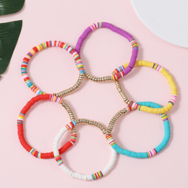 Armbånd Multifarvet Kvast Polymer Ler Skal Boheme Armbånd S2007-7 mixed color