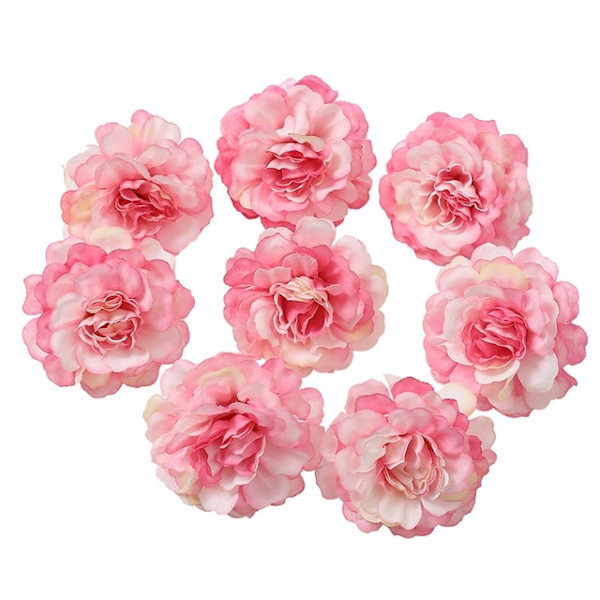 Kunstige Blomster 5CM Silke Rose Hoved Bryllup Sina Håndbuket Fest Hjem Have DIY Dekor Julegave Krans Scrapbooking Green 10pcs