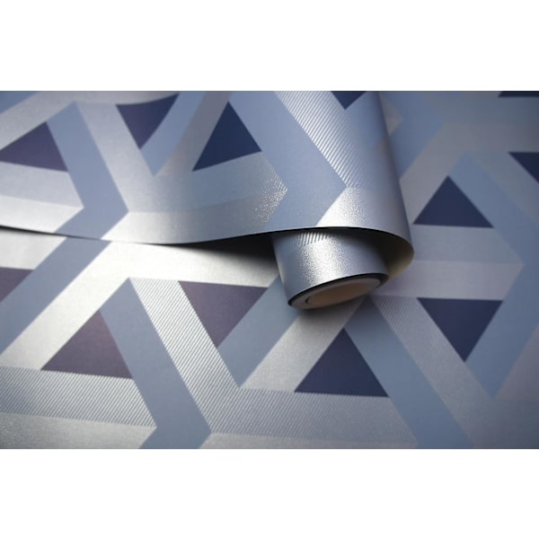 Gul Blå Geometrisk Tapet Silver Metallic Holden Decor Glistening Trident