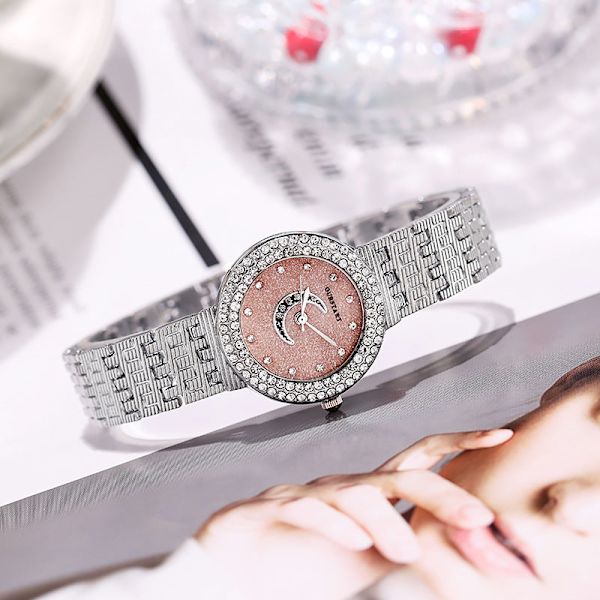 Temperament Entry Lux Studentklocka Strassbesatt Silverarmband Kvarts Damklocka Light brown