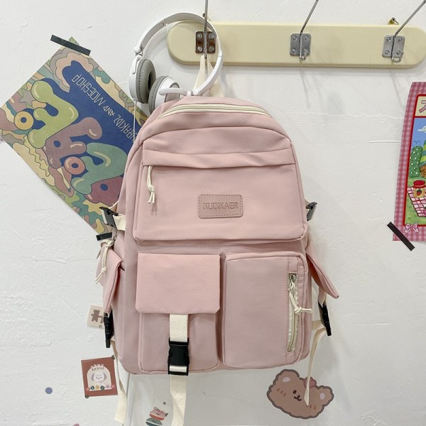 Stor Kapacitet Canvas Svart Ryggsäck Lätt Enkel Resväska Canvas Ryggsäck Student Skolväska Canvas Student Dragkedja Ryggsäck Beige
