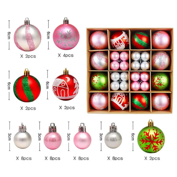 Joulukuusenpallot 42/44 kpl 6 cm Suuri joulupallo Monivärinen pallokoriste Joulukuusenkoristeet Setti kotijuhliin 42pcs C As picture