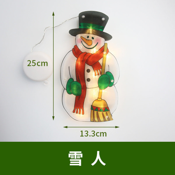 LED Sugpropp Fönsterhängande Lampa Juldekoration Butik Atmosfär Scen Layout Högtids Dekorativ Lampa No. 2: Snowman