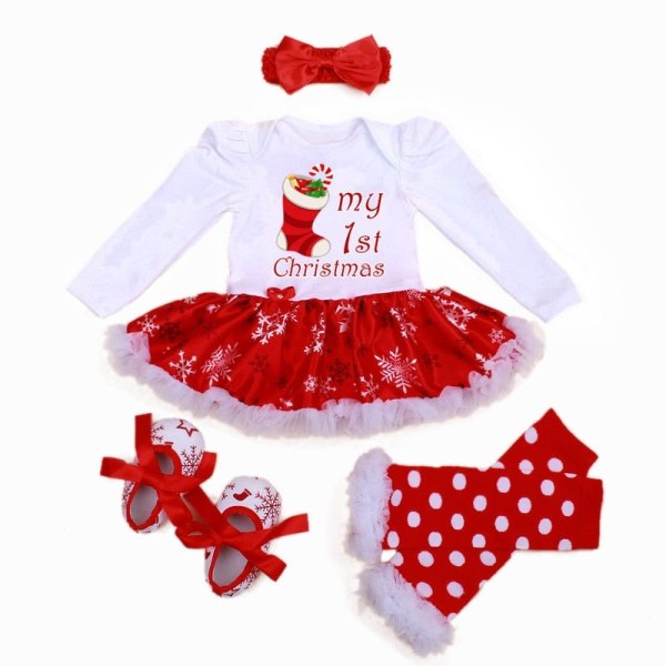 Pitkähihainen jouluvauvan vaatesetti syksy pitsikoristeella, romper-haalari, pääpanta, 4 osaa, ropa bebe jouluinen cosplay-asu as photo7
