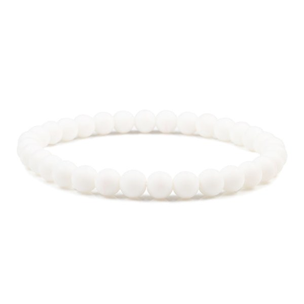 Buddha Sort Hvid Natursten Lava Perler Armbånd Mænd Kvinder Rosenkrans Armbånd Meditation Armringe Yoga Smykker Gave 6mm White