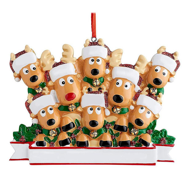 Personlig Familj Julgran Julgranskula Dekoration Ornament Älg Hjort Familj Julhelg Dekorationer 8 heads