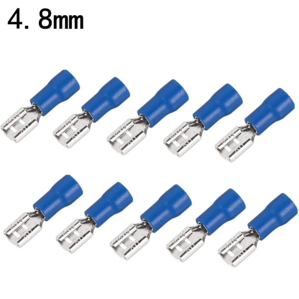100/50 stk. 2,8 mm 4,8 mm 6,3 mm isolert spadeledningskontakt hun crimpkontakter elektrisk crimpkontaktsett 2.8mm Blue 100PCS